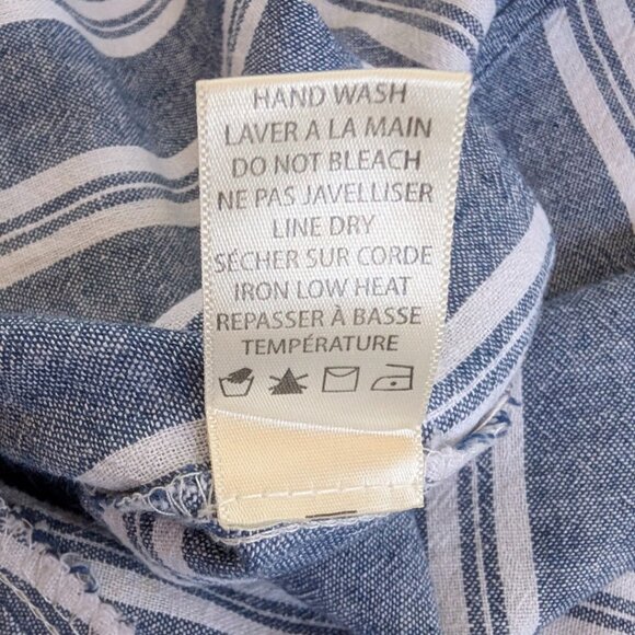 Max Studio Blue and White Striped Linen Blend Dress Sz L - Picture 6 of 6